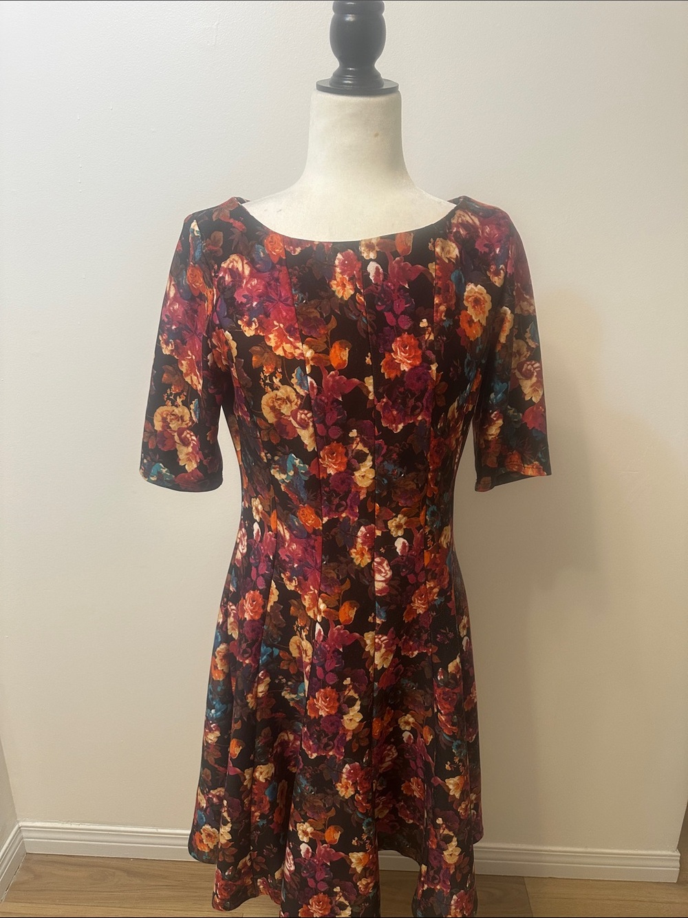Taylor Burgundy Multi Floral Midi Dress